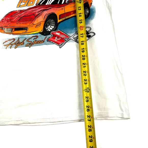 Corvette Turbo 1981 High Speed Graphic T-Shirt White Men’s Size M - Picture 4 of 4